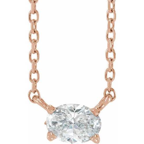 14 Karat Rose Gold 0.25 Carat Natural Diamond Solitaire 16 inch Pendant