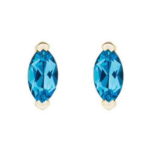 14K Yellow Natural Swiss Blue Topaz Earrings