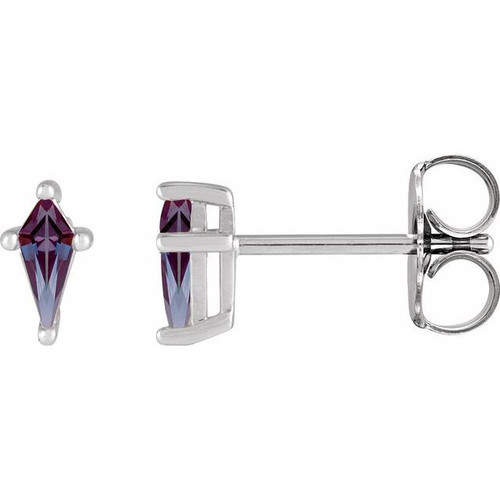 14K White Lab Grown Alexandrite Earrings