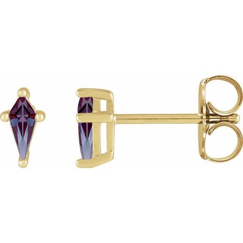 14 Karat Yellow Gold Lab Alexandrite Earrings