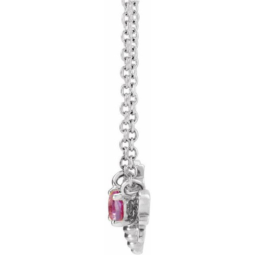 14 Karat White Gold Natural Pink Sapphire Bee 16 inch Pendant