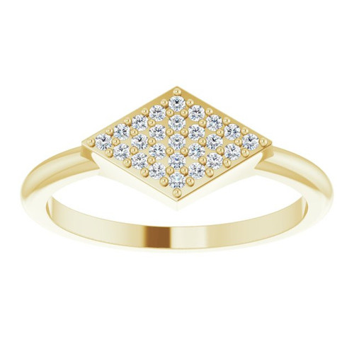White Diamond Ring in 14 Karat Yellow Gold 0.13 Carat Diamond Geometric Ring