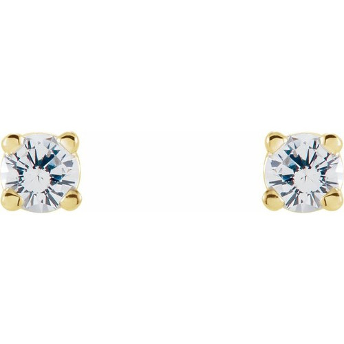White Diamond Earrings in 14 Karat Yellow Gold 1.00 Carat Diamond Earrings