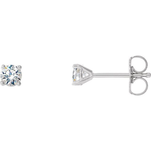 White Diamond Earrings in 14 Karat White Gold 0.25 Carat Diamond 4 prong Cocktail Style