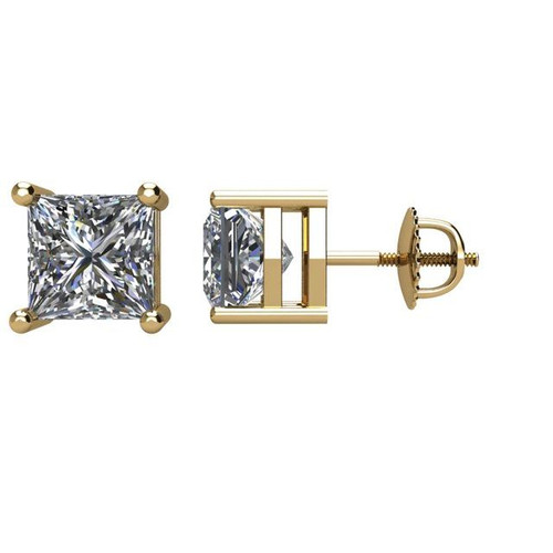 White Diamond Earrings in 14 Karat Yellow Gold 0.50 Carat Diamond Earrings