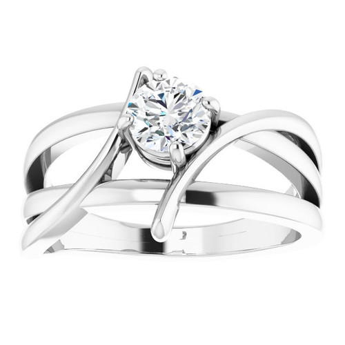  Created Moissanite Ring in 14 Karat White Gold 4 mm Round Forever One Moissanite Ring 