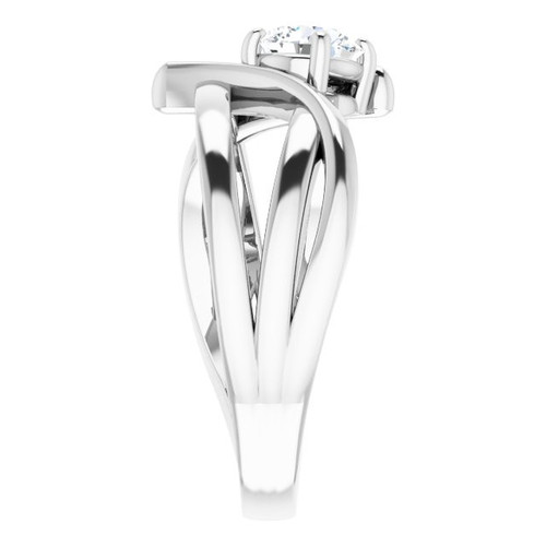  Created Moissanite Ring in 14 Karat White Gold 4 mm Round Forever One Moissanite Ring 