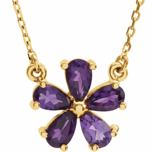 14 Karat Yellow Gold Amethyst 16 inch Pendant