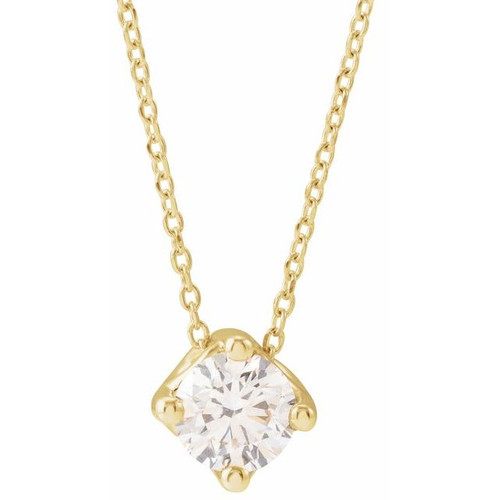 White Diamond Necklace in 14 Karat White Gold 0.75 Carat Diamond Solitaire  16 to 18 inch Pendant