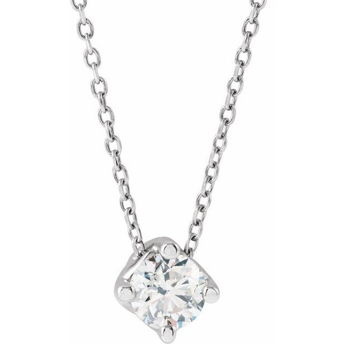 Genuine Diamond Necklace in Sterling Silver 0.75 Carat Diamond Solitaire 16 to 18 inch Pendant