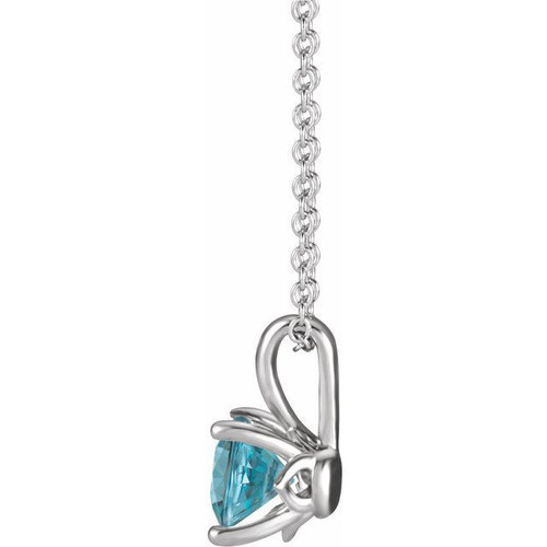 Genuine Blue Zircon Necklace in 14 Karat White Gold Genuine Blue Zircon 16 to 18 inch Pendant