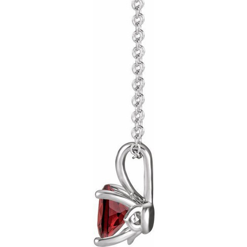 Red Garnet Necklace in 14 Karat White Gold Mozambique Garnet 16 to 18 inch Pendant