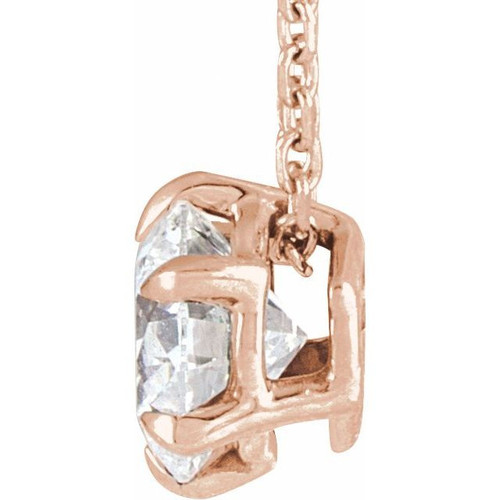 Lab Grown Diamond Necklace in 14 Karat Rose Gold 0.60 Carat Lab Grown Diamond Solitaire 16 to 18 inch Pendant