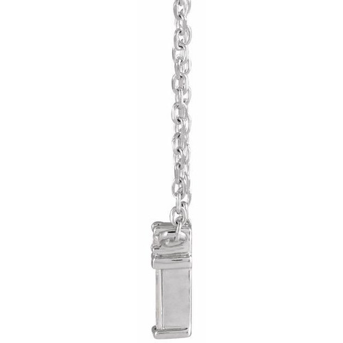 Platinum .07 Carats Natural Diamond Bar 18 inch Pendant