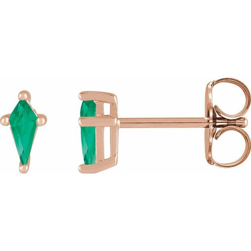 14 Karat Rose Gold Lab Emerald Earrings