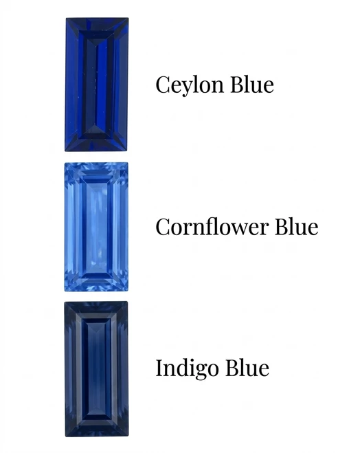 Chatham Lab Created Ceylon Blue Sapphire Gemstone – Baguette Cut – GEM Grade