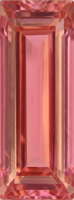 Chatham Lab Created Rich Orangish Pink Padparadscha Sapphire Gemstone – Baguette Cut – GEM Grade
