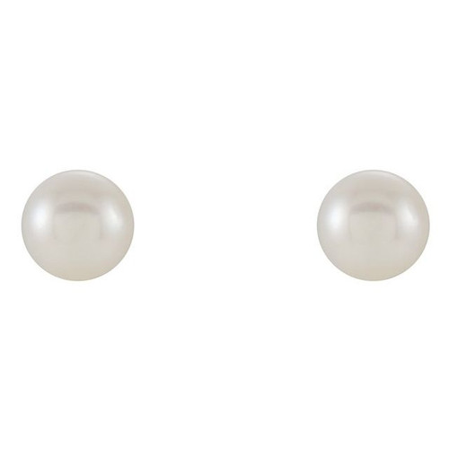 14 Karat Yellow Gold 5.5 mm Cultured White Freshwater Pearl Earrings