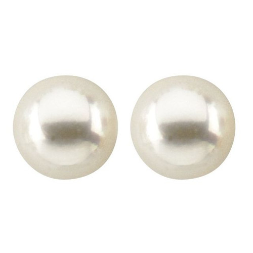 14 Karat White Gold 5 mm Cultured White Akoya Pearl Earrings