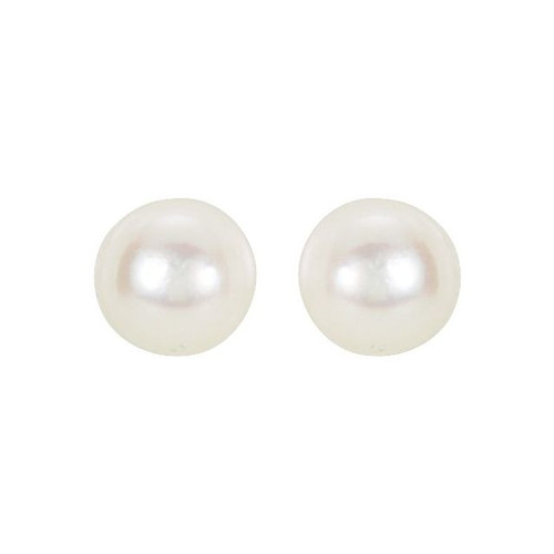 14 Karat White Gold 4 mm Cultured White Akoya Pearl Earrings