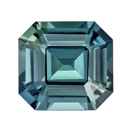 Rare No Heat Blue Green Sapphire Genuine Loose Gemstone in Emerald Cut,  8.99 carats, Teal Blue Green, 11.06 x 10.88 mm - GIA Certificate