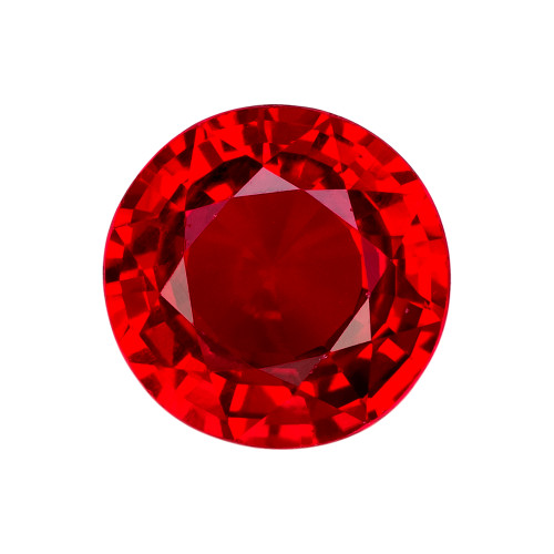 Rich Color Ruby Gem - Round Shape - 1.09 Carats - 6mm, Vivid Red and Crystal