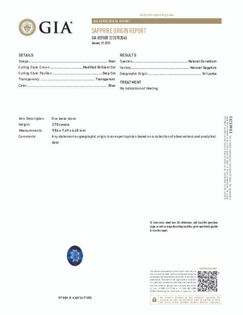 Vivid Royal Blue Sapphire - Oval Shape - Unheated Gem - 2.70 Carats - 9.56x7.49x4.45mm - GIA Certified