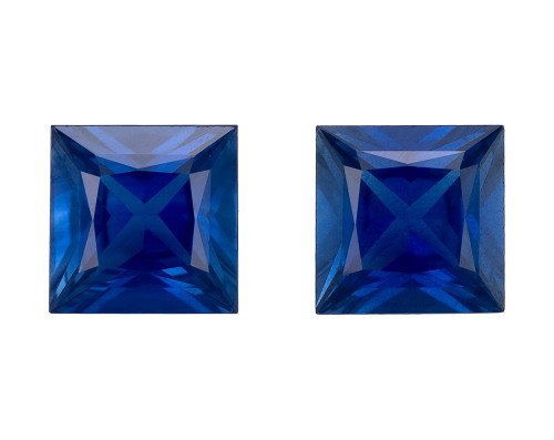 Fine Princess Cut Blue Sapphire Gems, 1.10 Carats, 4.6mm
