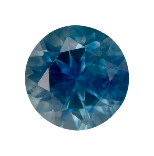 Fine Round Blue Green Sapphire Gem, 1.14 Carats, 6.1mm