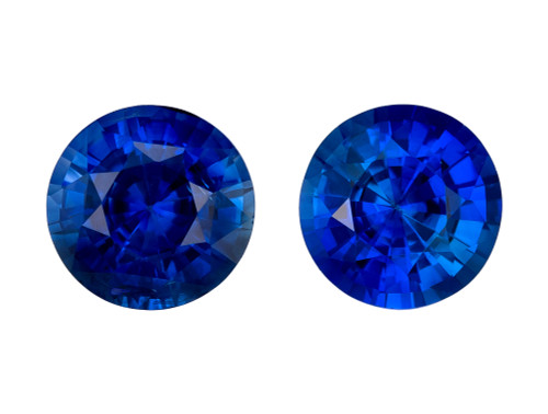 Royal Round Blue Sapphire Gem Pair - 2.45 Carats - 6.3mm