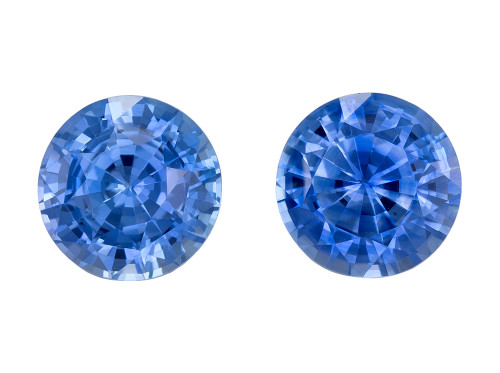 Deal on Round Blue Sapphire Gem Pair, 2.48 Carats, 6.3mm