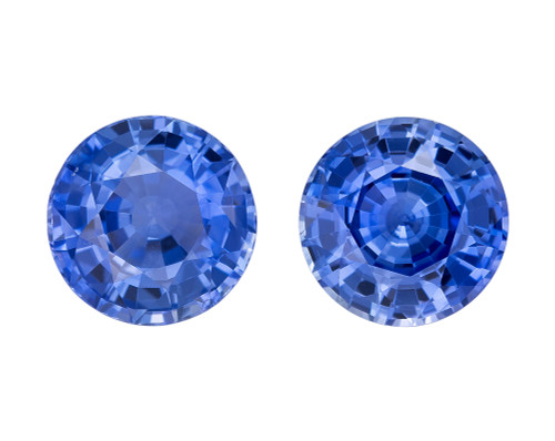 Fine Round Blue Sapphire Gems - 3.58 Carats - 7mm - Earring Stones