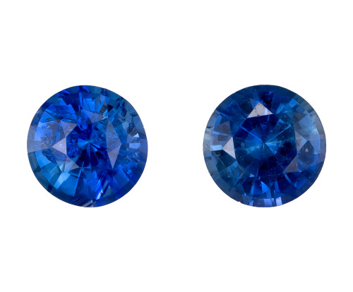 Matched Pair Gems - Blue Sapphire - Round Cut - 0.67 carat - 4mm