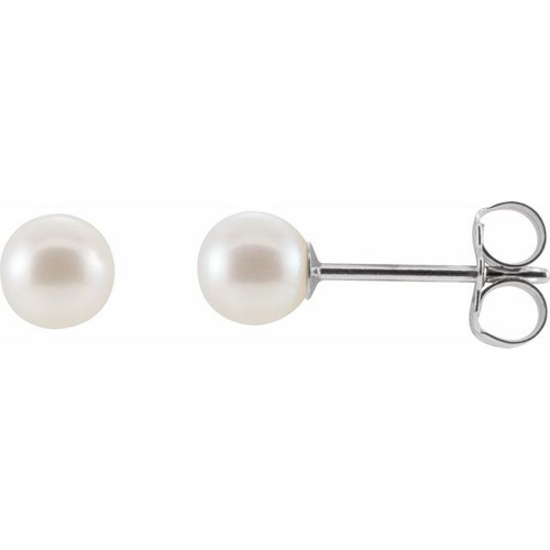 14 Karat White Cultured White Freshwater Pearl Earrings