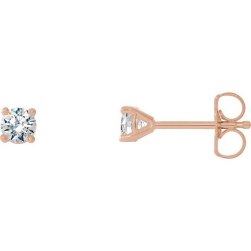 White Diamond Earrings in 14 Karat Rose Gold 0.25 Carat Diamond 4-Prong Cocktail Earrings