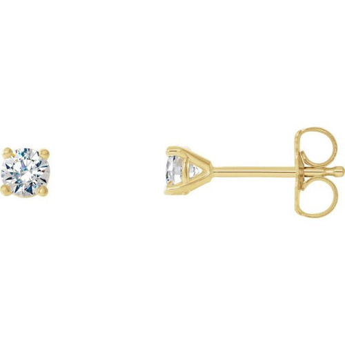 White Diamond Earrings in 14 Karat Yellow Gold 0.20 Carat Diamond 4-Prong Cocktail Earrings