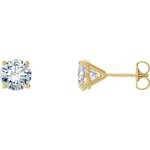 White Diamond Earrings in 14 Karat Yellow Gold 3/4 Carat Diamond 4-Prong CocKaratail-Style Earrings