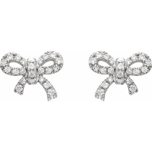 14 Karat White Gold 0.20 Carat Lab Grown Diamond Bow Tie Earrings