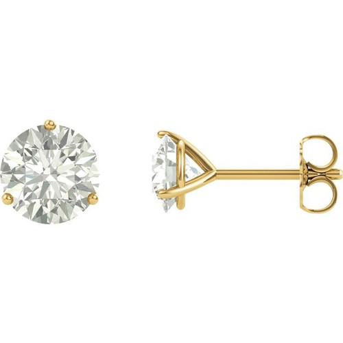 14 Karat Yellow Gold 5mm Round Genuine Charles Colvard Forever One Moissanite Earrings