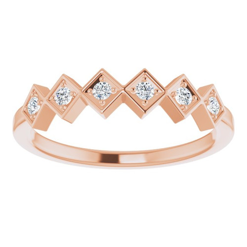 White Diamond Ring in 14 Karat Rose Gold 1/8 Carat Diamond Stackable Ring