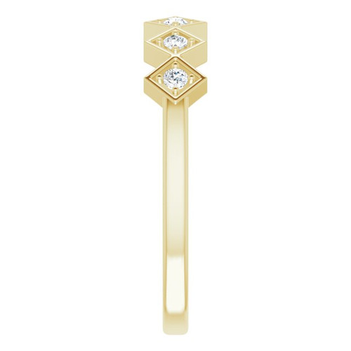 White Diamond Ring in 14 Karat Yellow Gold 1/8 Carat Diamond Stackable Ring
