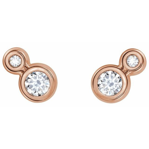 14 Karat Rose Gold 1 Carat Lab Made Diamond Earrings