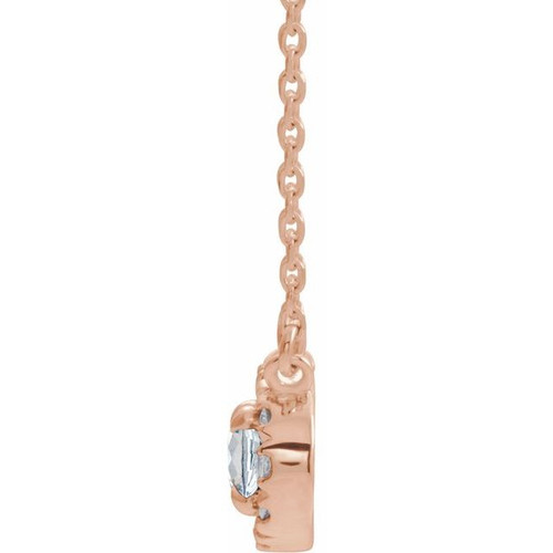 White Diamond Necklace in 14 Karat Rose Gold 9/10 Carat Diamond 18" Necklace