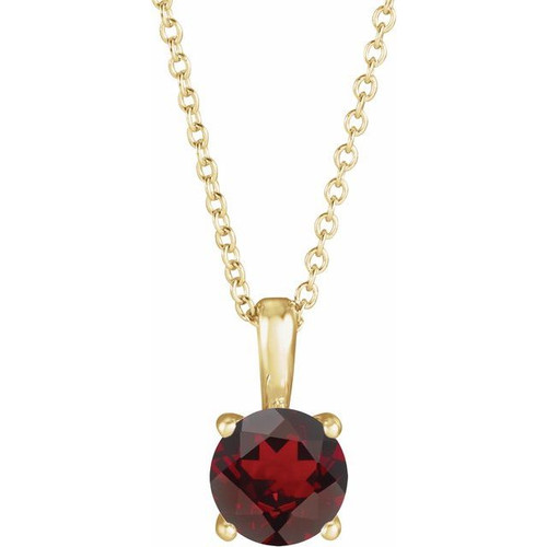 Red Garnet Necklace in 14 Karat Yellow Gold Mozambique Garnet 16-18" Necklace 