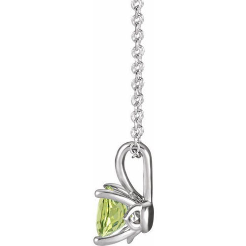 Genuine Peridot Necklace in 14 Karat White Gold Peridot 16-18" Necklace 