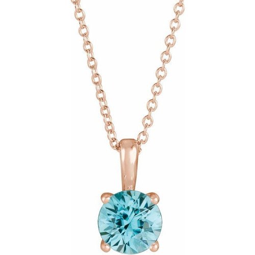 Genuine Zircon Necklace in 14 Karat Rose Gold Genuine Zircon 16-18" Necklace