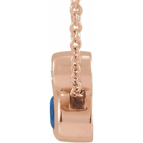 14 Karat Rose 5x3 mm Oval Lab Grown Blue Sapphire & .03 CT Natural Diamond 16 to 18 inch Necklace