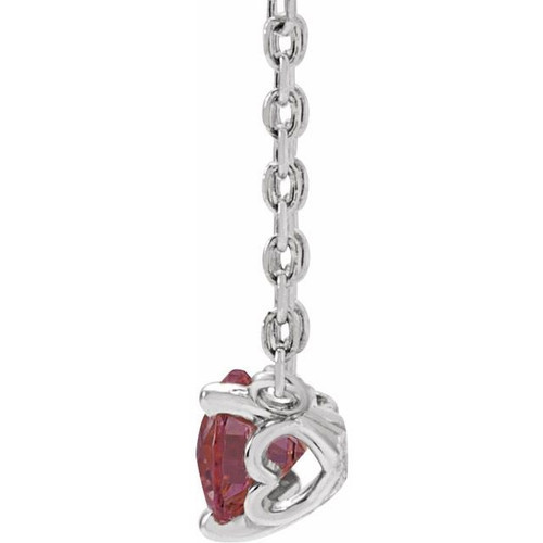 Platinum Natural Rhodolite Garnet Solitaire 18" Necklace