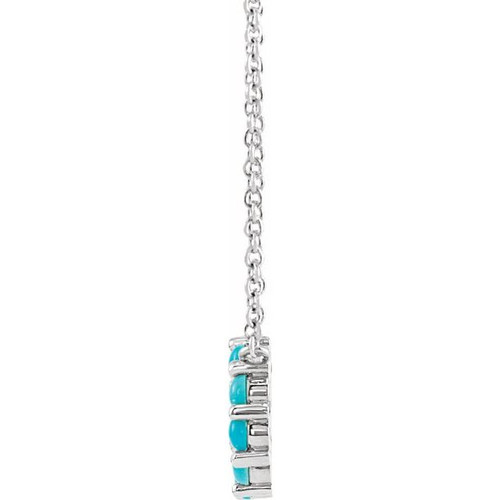 Sterling Silver Natural Turquoise Circle Cabochon 18" Necklace