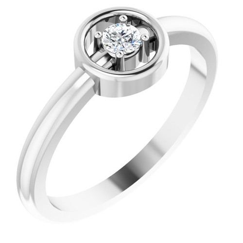 Sterling Silver 0.10 Carat Natural Diamond Ring